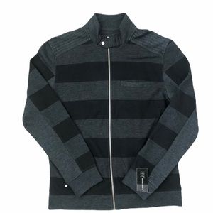 INC Knit Black and Gray Striped Jacket